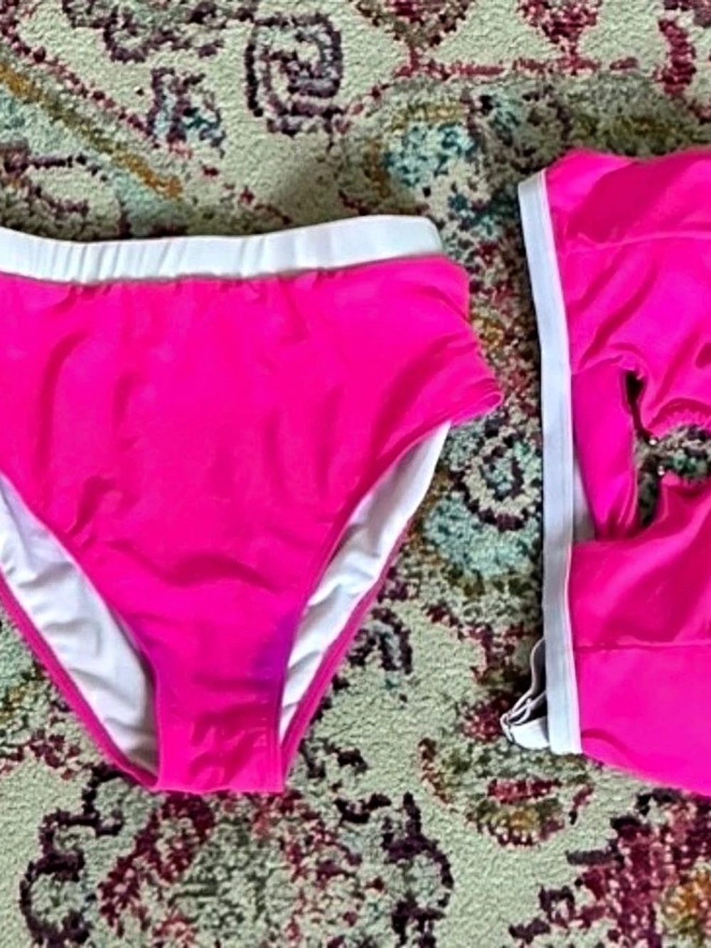 Well worn Pink & White Bikini Set